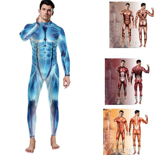 连体服肌肉腹肌情侣搞怪