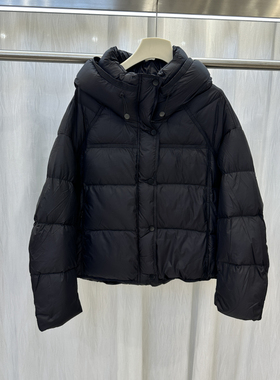 商场同款2025冬季款宽松连帽羽绒服减龄短款抽绳白鸭绒外套25815