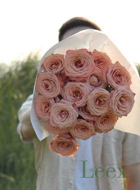 Leex Flower/玫瑰/七夕情人节礼物/卡布奇诺鲜切花 昆明顺丰空配