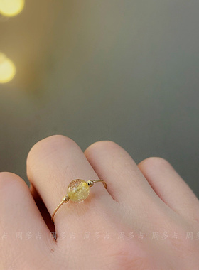 金发晶开口戒指14K包金