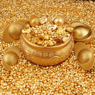 实心金元宝摆件招财沙金合迷你小元宝聚宝盆米缸装饰开业礼品道具