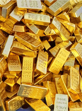 金元宝摆件实心合金仿沙金元宝摆件迷你小金条聚宝盆米缸装饰礼品