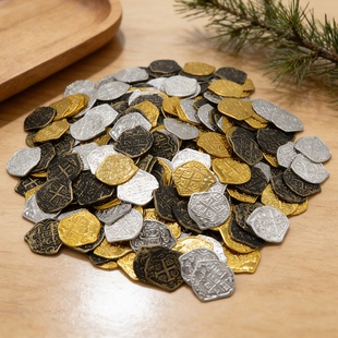 海盗金币宝藏道具儿童过家家寻宝游戏奖励币仿真硬币塑料古铜色币