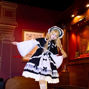 古早巴蕾风lolita吊带连衣裙收腰显瘦洛丽塔修身十字姬洛丽塔秋装