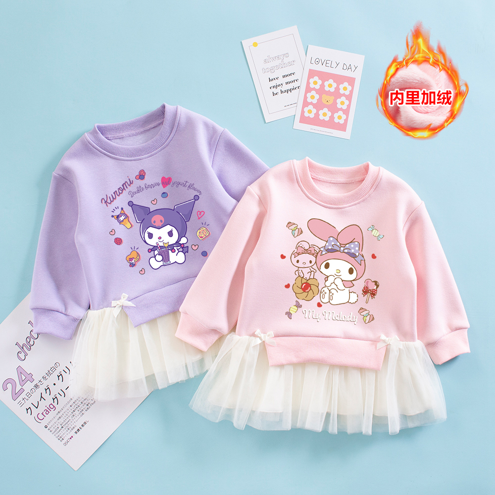 女童秋冬款加绒卫衣裙超好看裙子