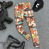 高腰显瘦弹力女九分裤 印花加厚打底裤 女外穿异域图腾印花小脚裤 子