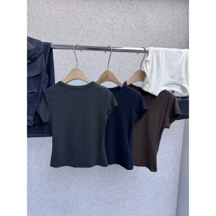 百搭短袖 休闲时尚 T恤上衣女Y539701 圆领简约款 BOBO1972秋新款