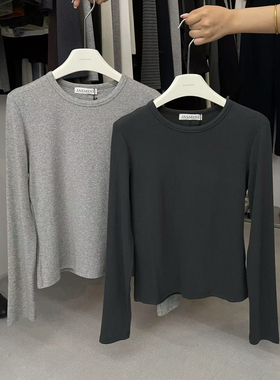 JASMINE-秋季新款女休闲简约百搭圆领修身上衣长袖T恤3441