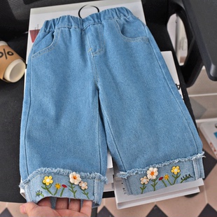 秋季 儿童长裤 洋气韩版 子炸街潮婴儿直筒裤 女童休闲裤 女宝宝牛仔裤