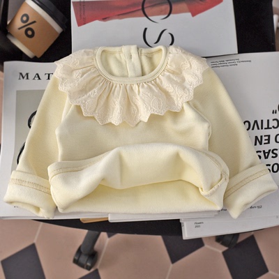 小女孩一体绒韩版公主打底衫