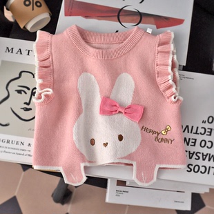 婴幼儿背心外穿秋季小女孩超好看马甲小月龄洋气针织女童宝宝坎肩