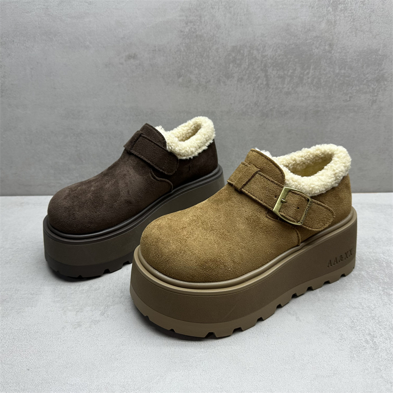 2025冬季新款增高加绒厚底勃肯鞋