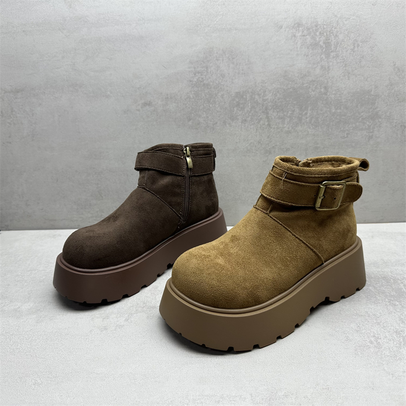 断码处理2025冬款女靴小个子增高厚底雪地靴休闲百搭加绒短靴棉靴
