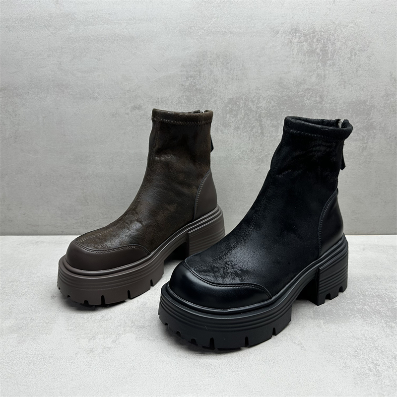 断码处理厚底弹力靴女加绒女短靴