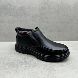 断码处理2025冬季新款真皮男鞋百搭休闲爸爸鞋保暖羊毛高帮男棉鞋