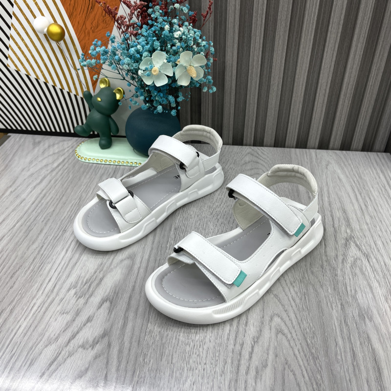 撤柜处理2022夏款断码真皮女鞋休闲平底牛皮魔术贴学生露趾女凉鞋