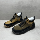 运动休闲舒适系带圆头厚底高帮单鞋 断码 真皮男鞋 新款 处理2024秋季