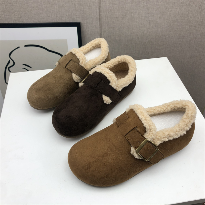 复古平底加绒保暖勃肯鞋外穿女鞋