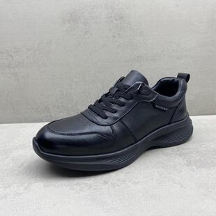 断码处理2024秋款真皮男鞋牛皮透气系带圆头厚底轻便休闲男士皮鞋