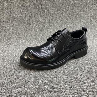 工厂处理2021冬款断码真皮男鞋头层牛皮系带深口方跟时尚休闲皮鞋