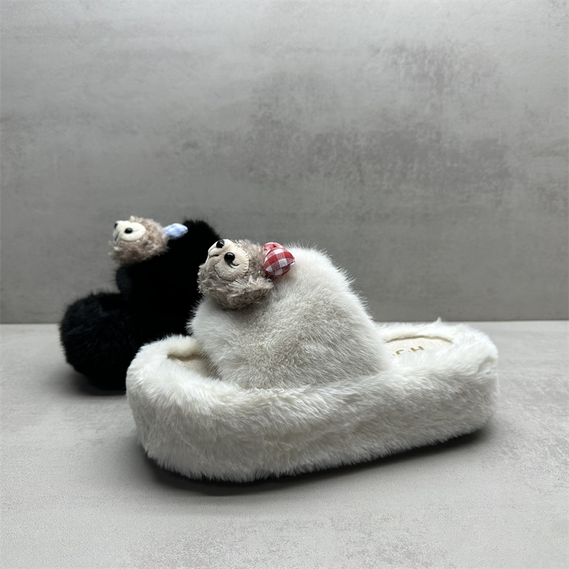 女鞋厚底舒适百搭卡通可爱毛毛拖