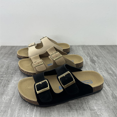 断码处理平底休闲皮带扣一字拖鞋