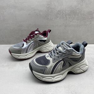断码处理2024冬季新款女鞋系带加绒保暖时尚厚底老爹鞋运动休闲鞋