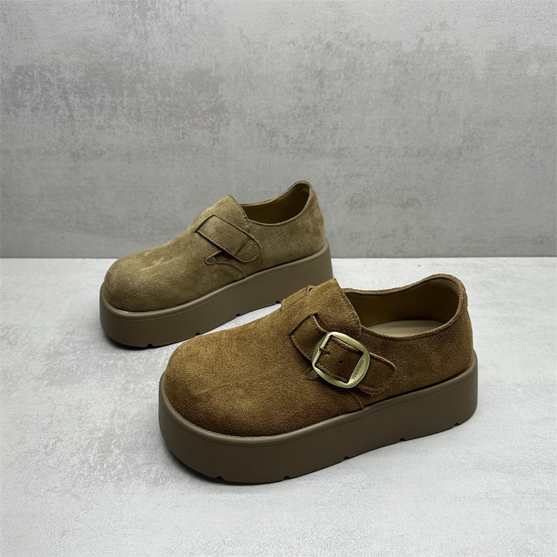 撤柜处理断码女鞋2026春款勃肯鞋厚底一脚蹬圆头复古风懒人鞋单鞋