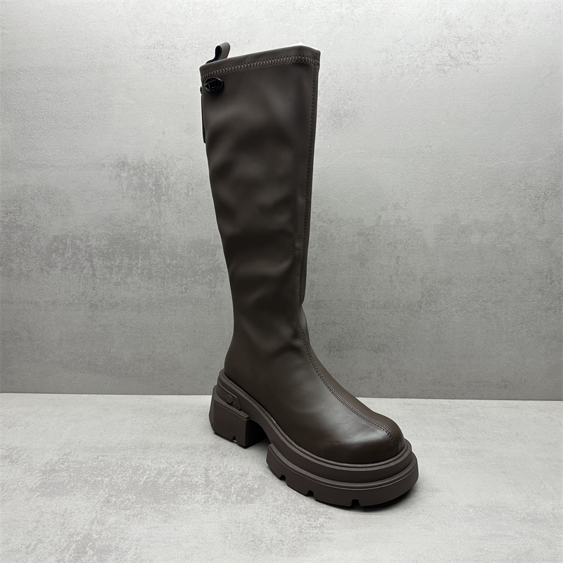 断码2025冬季女厚底粗跟长筒靴子