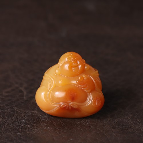 在售 8克独籽原石弥勒佛 新疆和田玉黄沁籽料天然原皮玉坠玉石