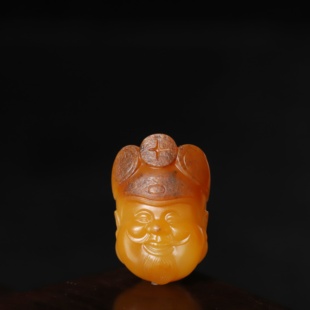 在售6.8克新疆和田玉独籽财神头黄沁籽料挂件玉坠苏工无瑕疵