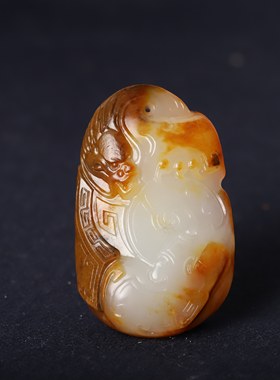 在售22.5克 仿古龙 独籽玉石 新疆和田玉白玉红皮籽料天然真皮