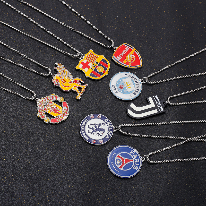 thumbnail for Colorful Barcelona, Juventus, Real Madrid necklace pendant, Paris Manchester City, Liverpool, Arsenal, Barcelona football accessories