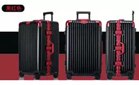 Yulu dòng nhôm khung dây kéo vali xe đẩy trường hợp bánh xe phổ quát nam 24 inch mật khẩu hộp nữ 20 inch nội trú - Va li vali hồng
