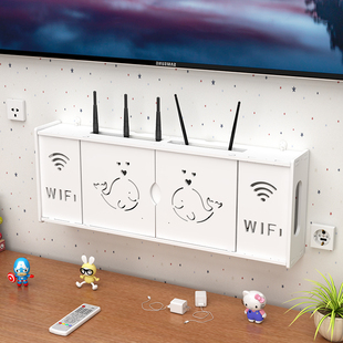 路由器收纳盒墙上打孔壁挂式wifi机顶盒置物架无线光猫插座装饰箱