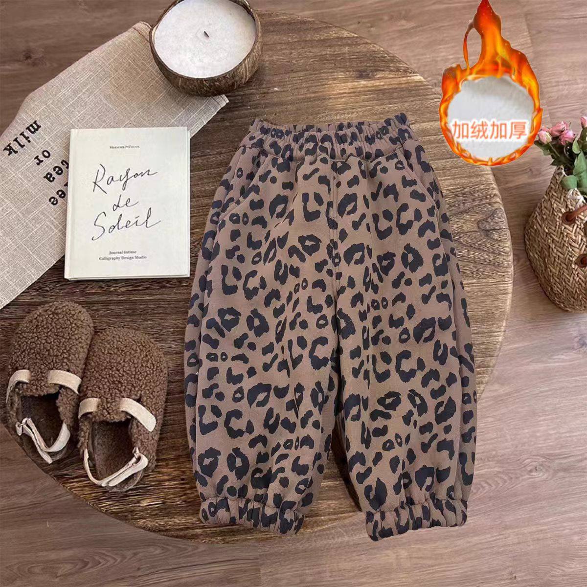 【泽泽家】【身高＋10下单】儿童秋冬豹纹加绒裤子男女童保暖卫裤,童装/婴儿装/亲子装,裤子,淘宝优惠券,粉丝福利购,淘宝优惠卷