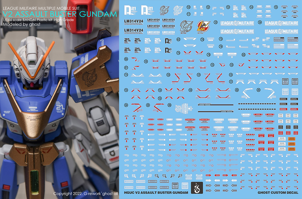 特价 炎 GHOST原创 HGUC V2 全装备 荧光 高达模型 水贴
