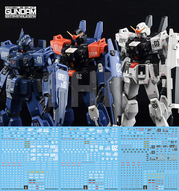 特价 炎水贴 GHOST HG 苍蓝宿命 蓝色命运高达 BD 1.2.3号机 荧光