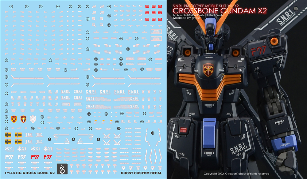 特价 炎 GHOST版 RG-31 RG海盗X-2  海盗高达X2 高精度 荧光 水贴