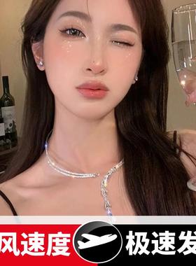 时尚闪钻流苏发箍项链一款两戴潮流轻奢高级设计感开口可调节项链