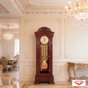 利时达大红酸枝红木落地钟整点报时德国赫姆勒别墅客厅新中式大钟