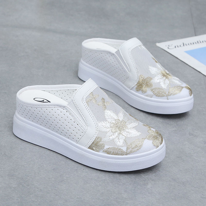 镂空夏季厚底半拖鞋透气外穿增高