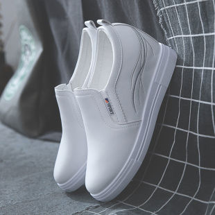 百搭学生乐福鞋 春夏小白鞋 韩版 2025新款 女内增高厚底一脚蹬休闲鞋