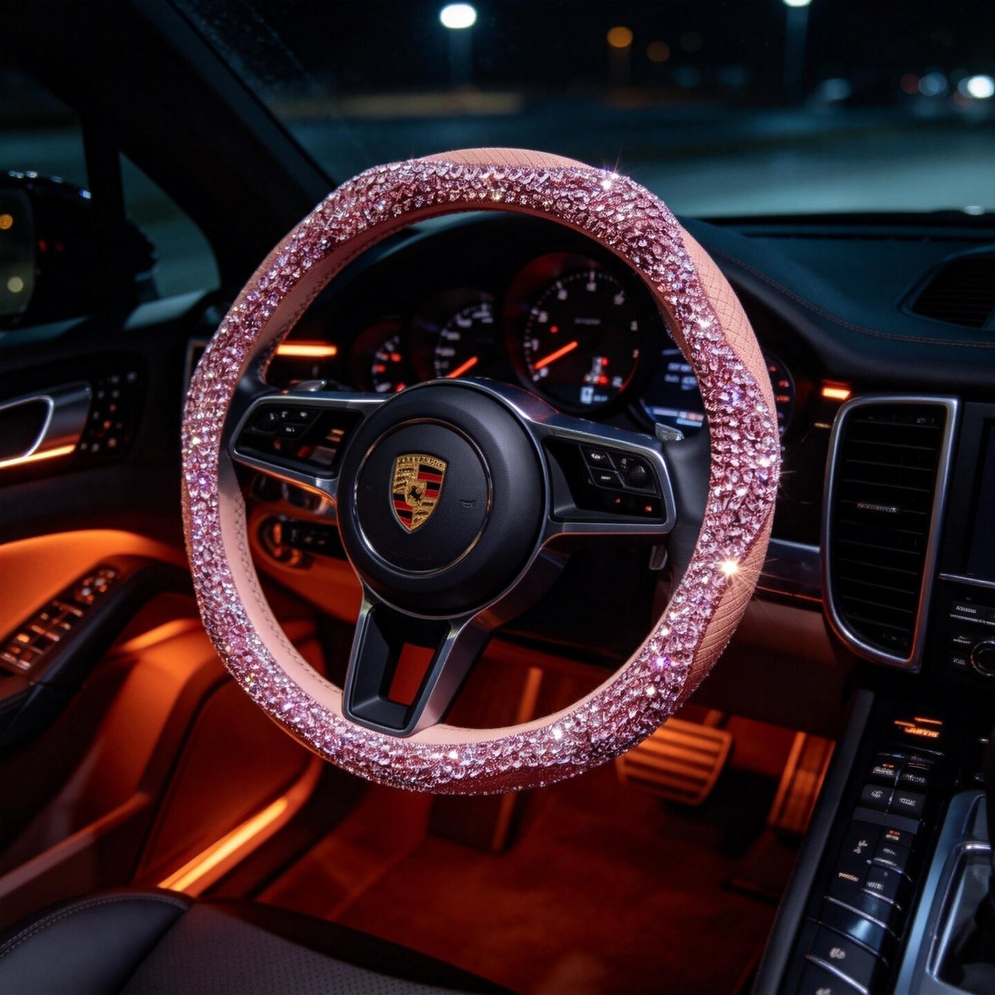 爆闪汽车方向盘套四季通用防滑保护套奥迪奔驰宝马d型水钻把套女