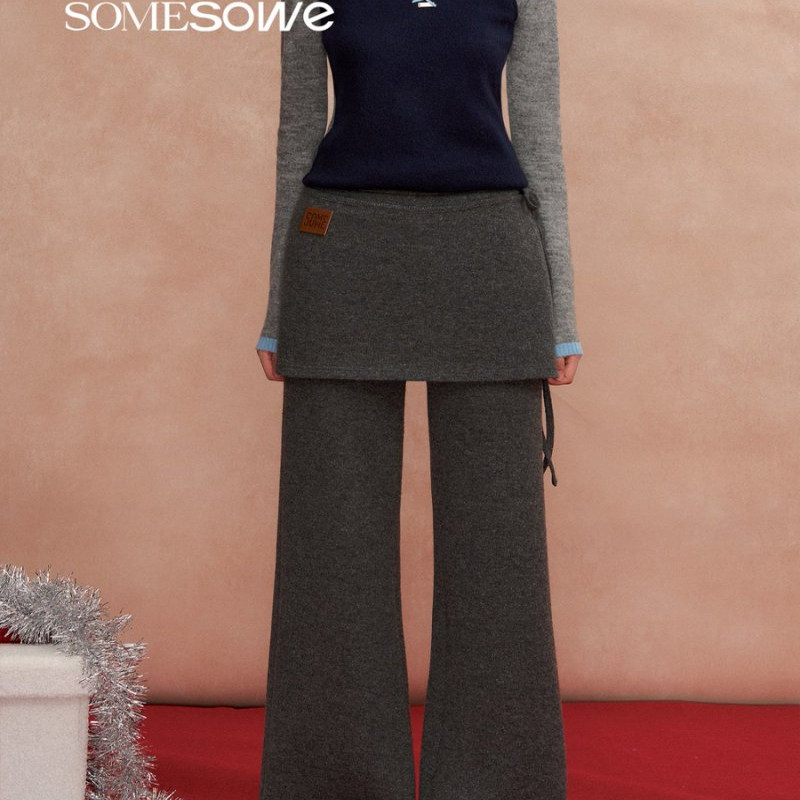 SOMESOWE25FW可拆卸围帘微喇裤