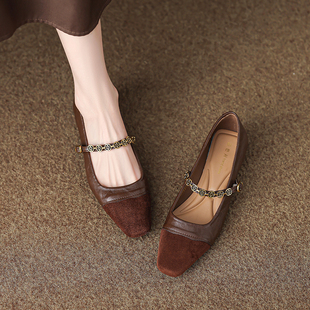 新款 浅口春款 女鞋 羊皮版 玛丽珍鞋 女2025春季 低跟软底法式 小跟单鞋