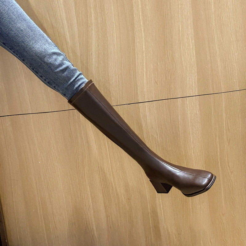 长筒靴女2025年新款秋冬高跟高筒靴小个子粗跟骑士靴子不过膝长靴,女鞋,时装靴,淘宝优惠券,粉丝福利购,淘宝优惠卷