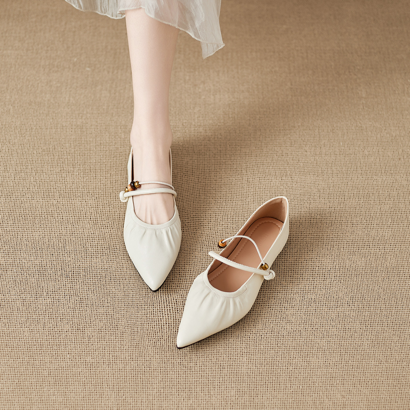 真皮2026新款法式尖头平底单鞋女一字带玛丽珍鞋气质软底奶奶鞋,女鞋,浅口单鞋,淘宝优惠券,粉丝福利购,淘宝优惠卷