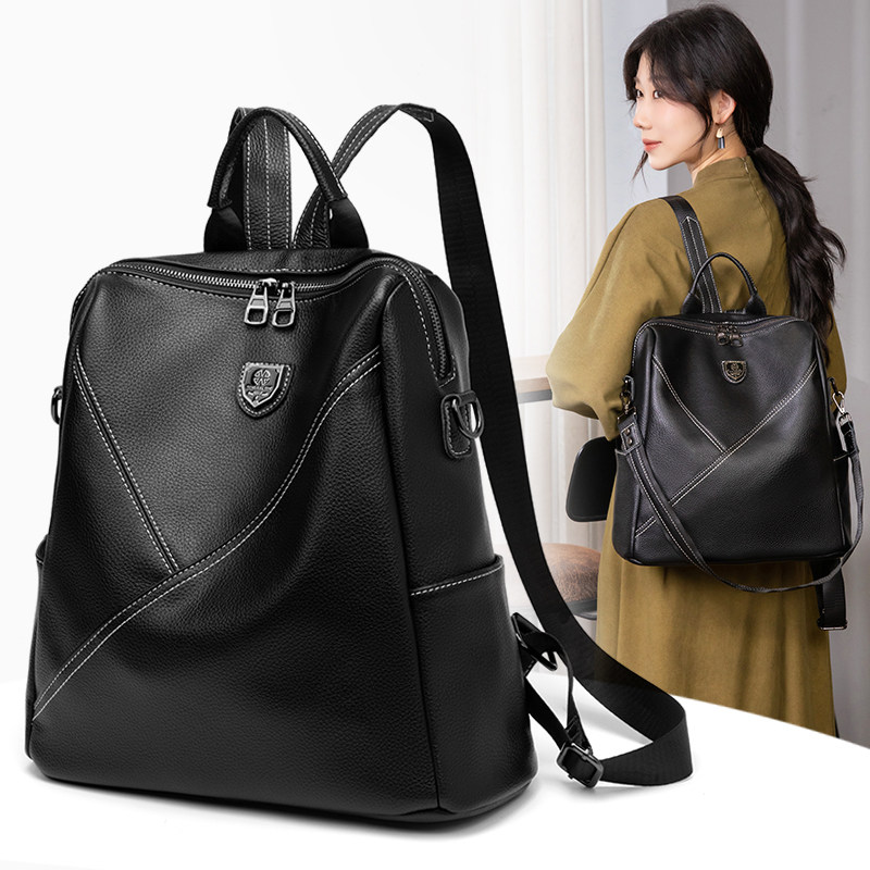 双肩包2025新款真皮牛皮软皮时尚百搭高级感女士背包休闲通勤包包