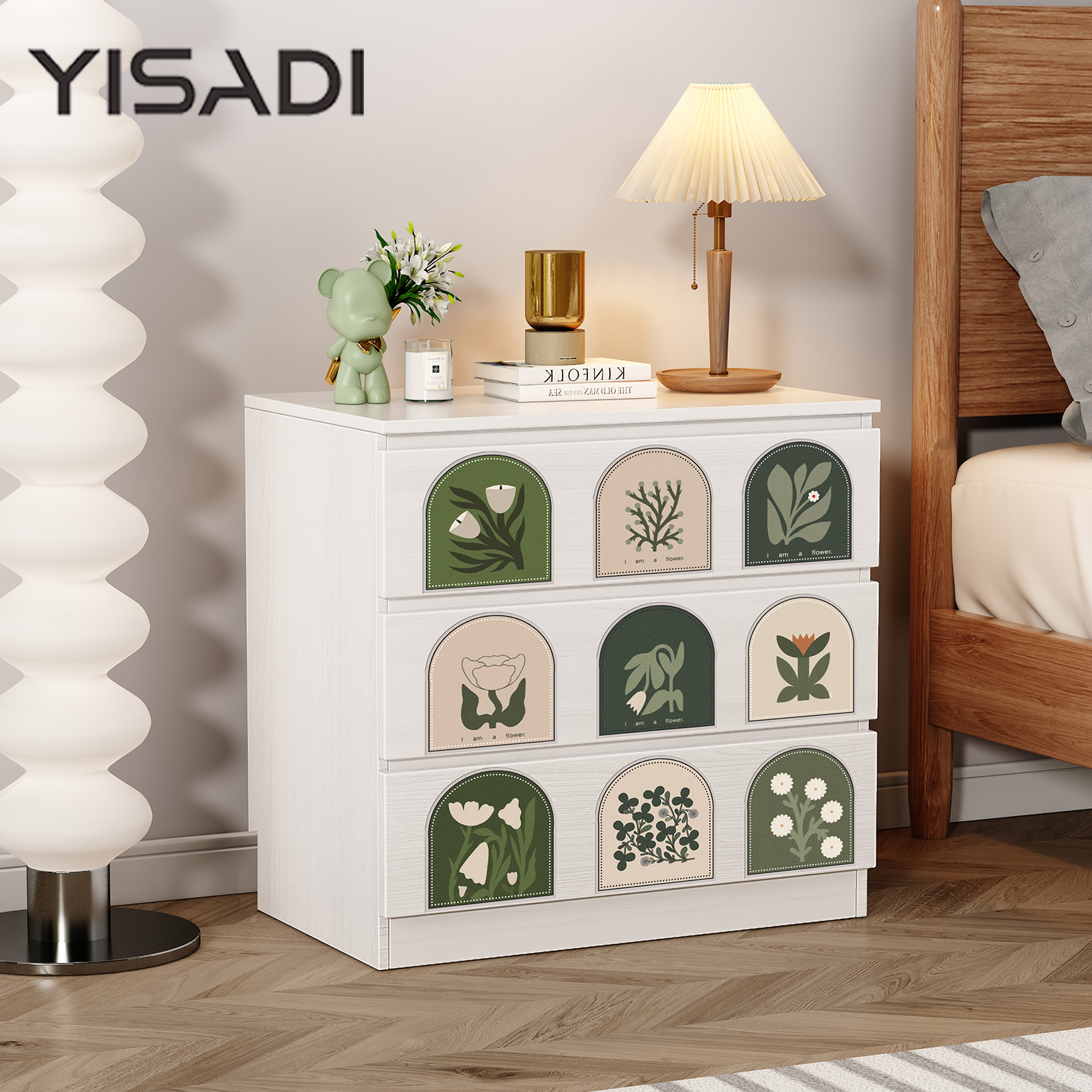 实木奶油风白色床头柜五斗柜卧室阳台客厅床尾收纳家用置物抽屉柜